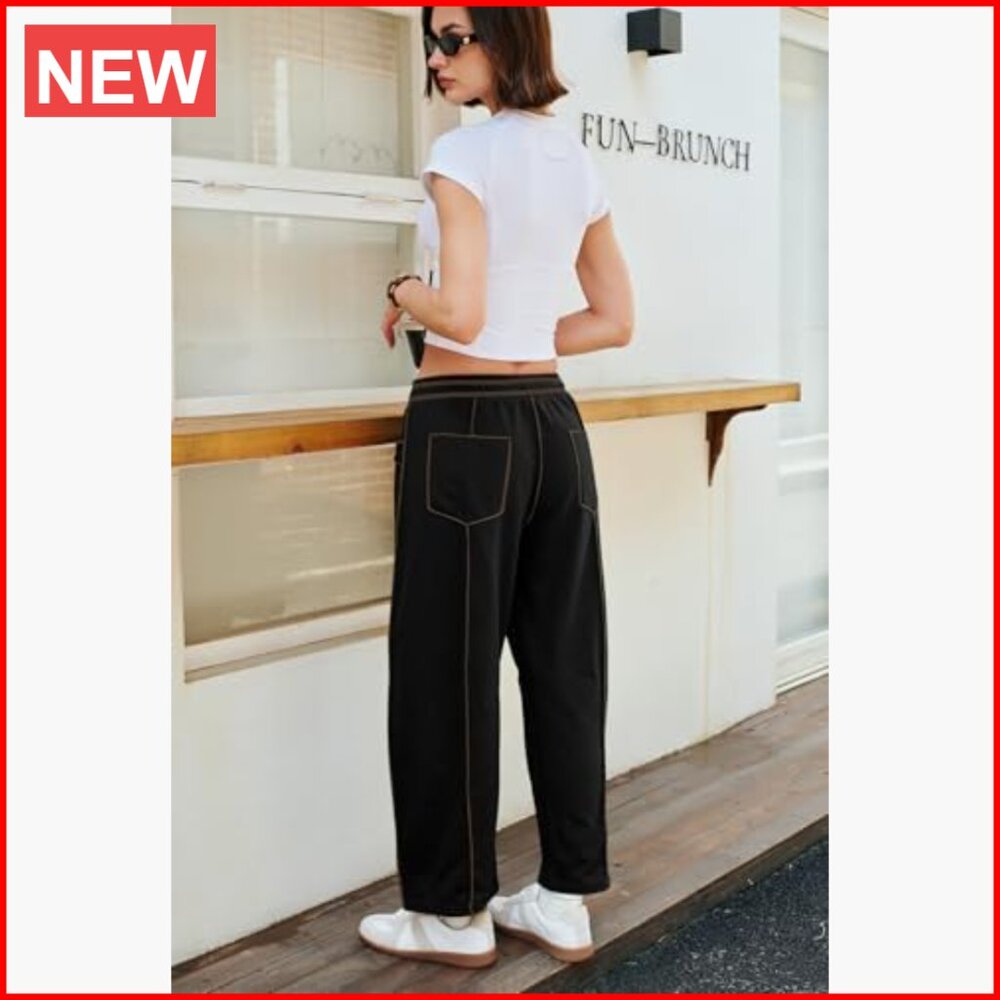 Polyester Blend Barrel Pants with Drawstring Wide… - image 3